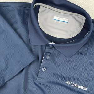 COLUMBIA Omni-Wick Short Sleeve Polo Shirt Mens Large Navy Performance Wicking